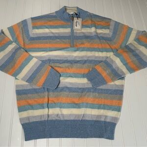 Peter Millar Crown Soft Stripe 1/4 Zip Sweater Men’s Wool Linen Medium NEW 1578